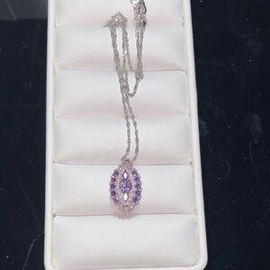 Elegant Silver and Purple Pendant Necklace